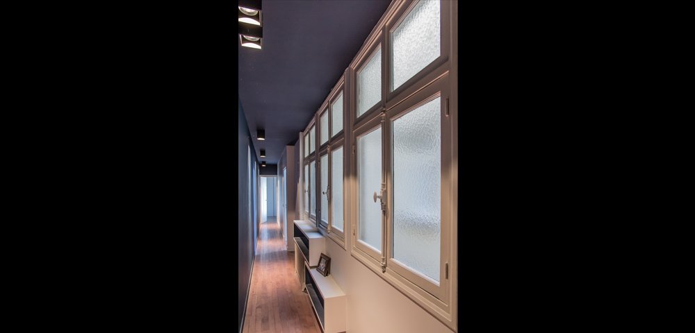 Rénovation d'un appartement haussmanien à Paris : couloir